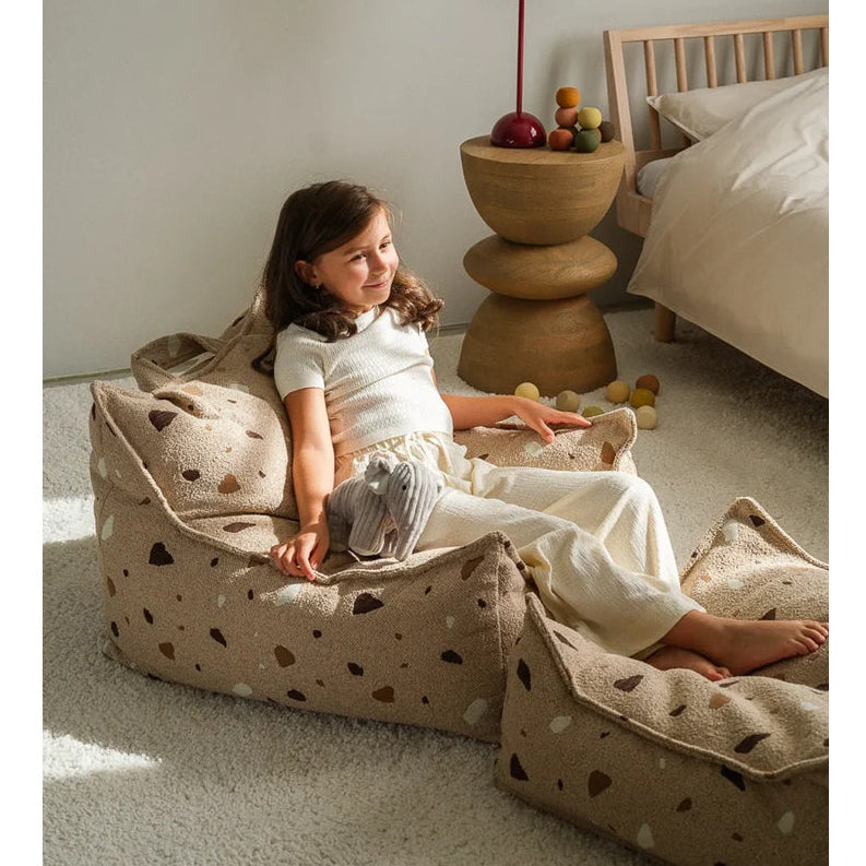 Wigiwama Beanbag Chair & Ottoman Set - Terrazzo Sand