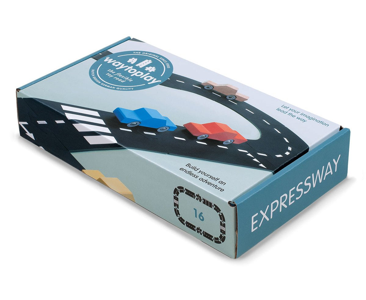 Waytoplay Rubber Toy Car Track Set - Expressway - 16 Pieces