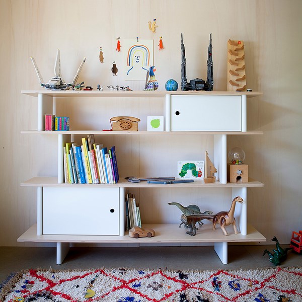 Oeuf NYC Mini Library Shelving Unit - White & Birch 