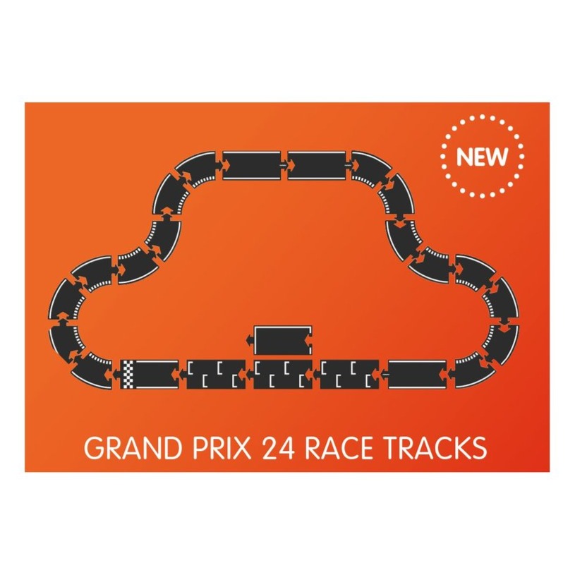 Waytoplay Rubber Toy Car Track Set - Grand Prix - 24 Pieces