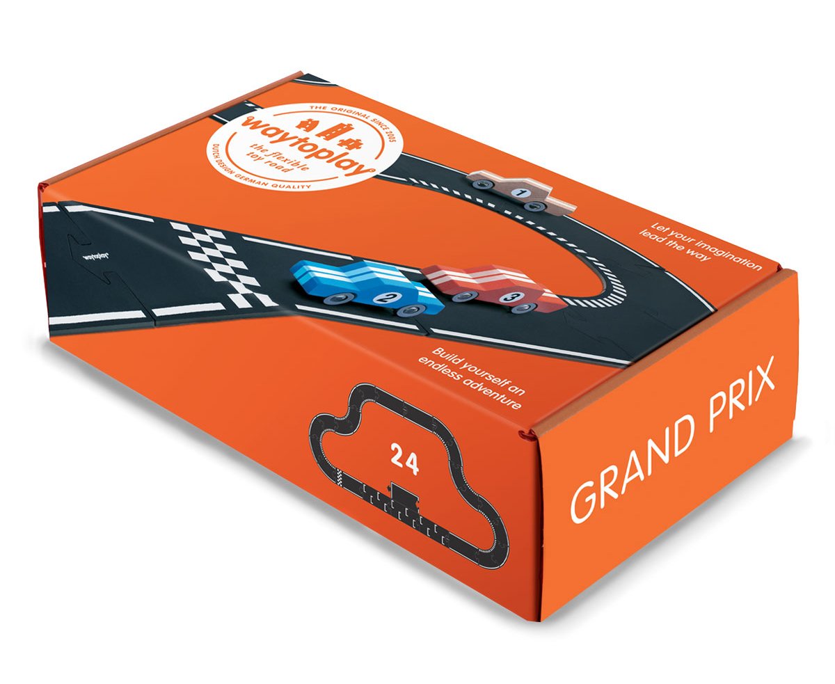 Waytoplay Rubber Toy Car Track Set - Grand Prix - 24 Pieces
