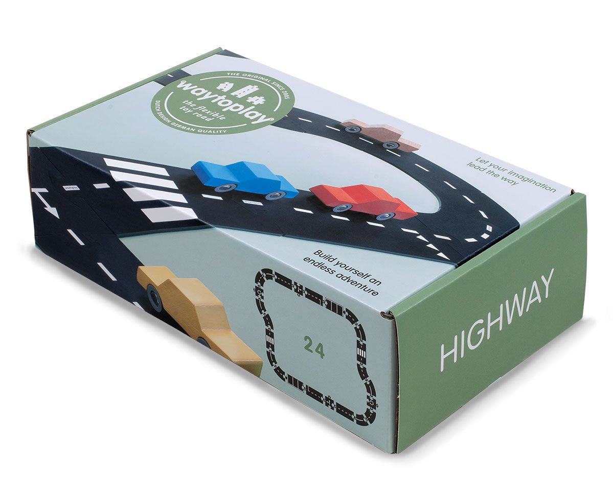 Waytoplay Rubber Toy Car Track Set - Highway - 24 Pieces