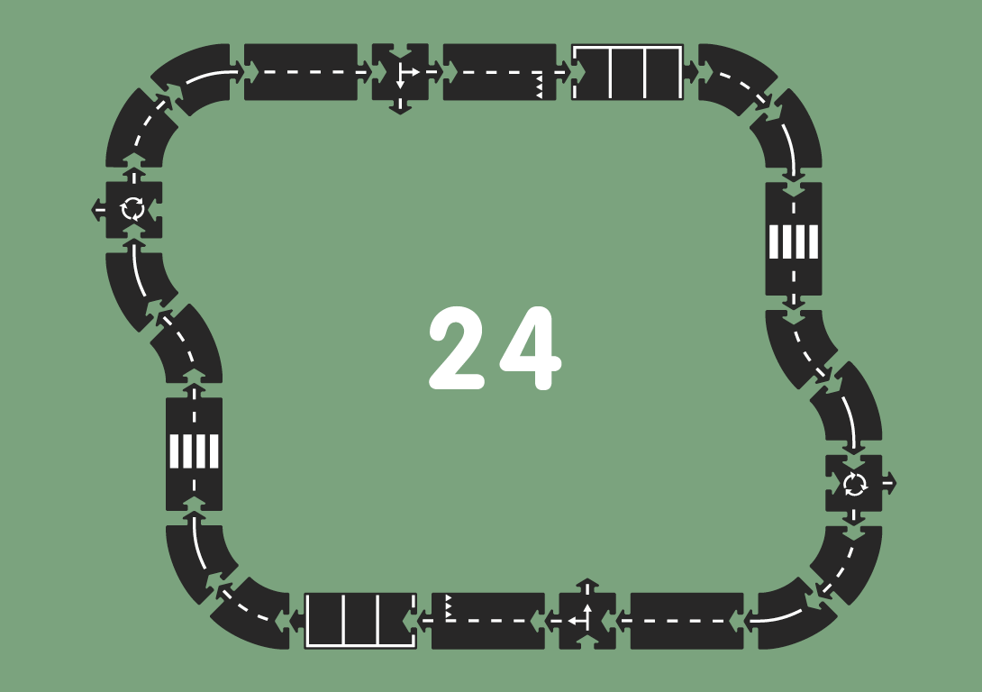 Waytoplay Rubber Toy Car Track Set - Highway - 24 Pieces