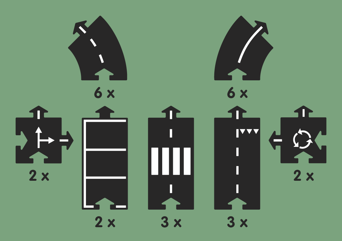 Waytoplay Rubber Toy Car Track Set - Highway - 24 Pieces