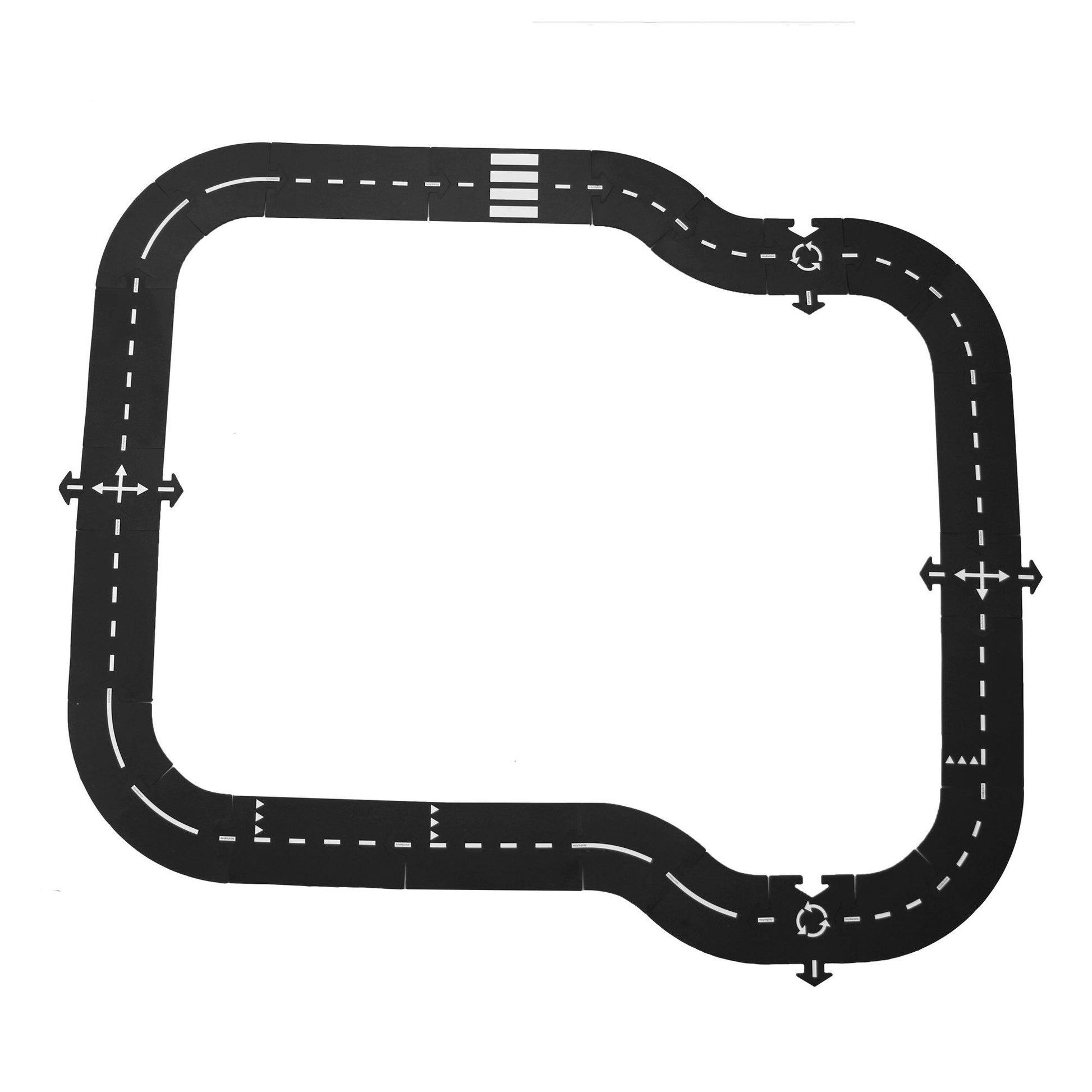 Waytoplay Rubber Toy Car Track Set - Highway - 24 Pieces