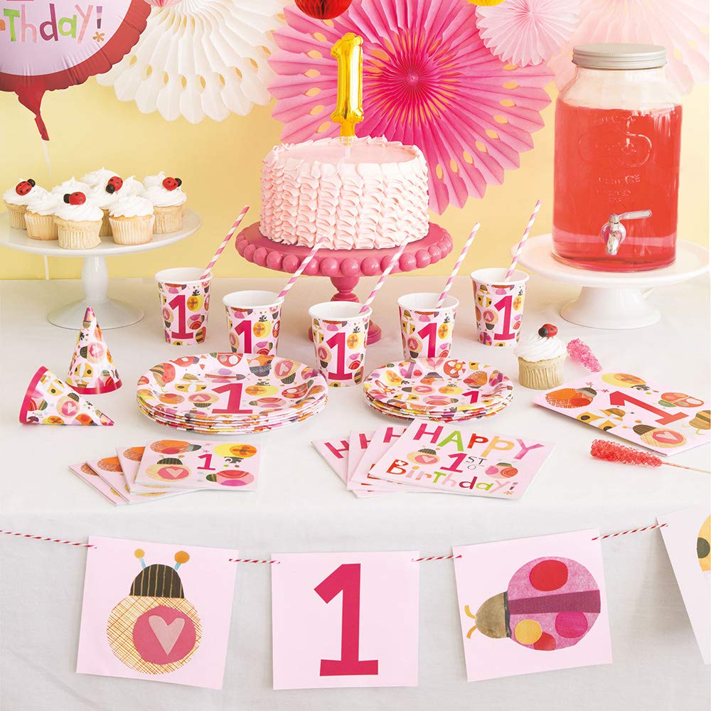 Paper Party Bags 8 Pack - Ladybug 1st Birthday