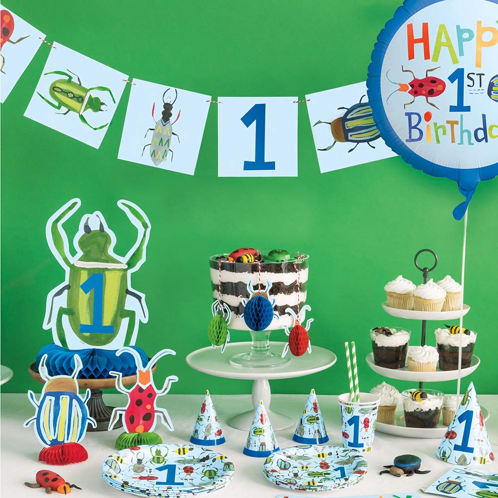 Paper Mini Party Hats 8 Pack - Bug 1st Birthday