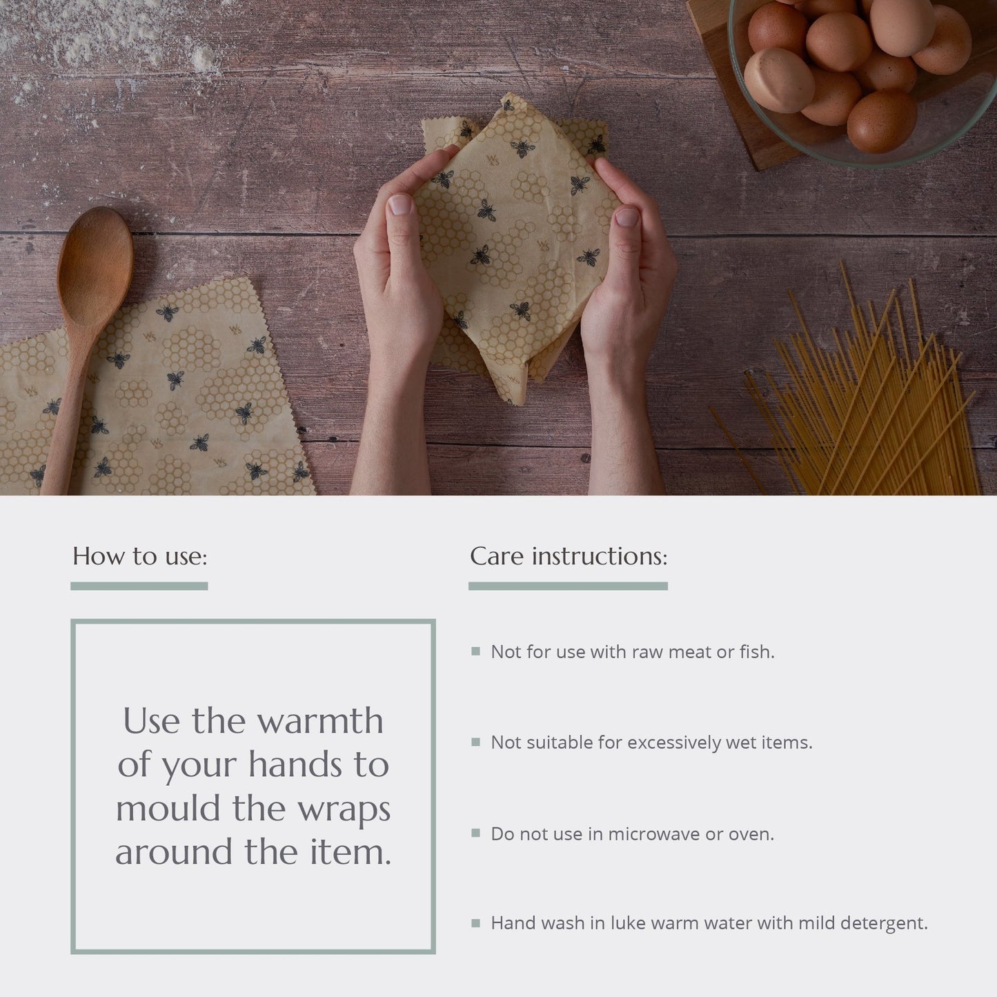 Wild & Stone Beeswax Eco Food Wraps - Honeycomb - 4 Pack