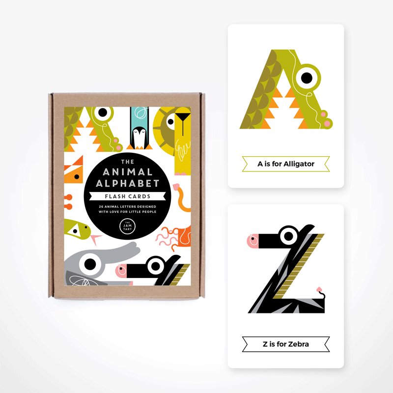 Baby and Childrens Flash Cards Alphabet Animal 
