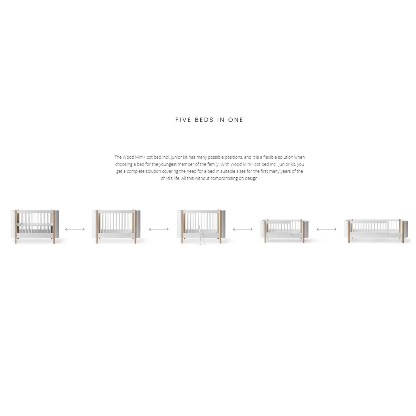 Oliver Furniture Wood Mini+ Cot Bed Incl. Junior Kit - White